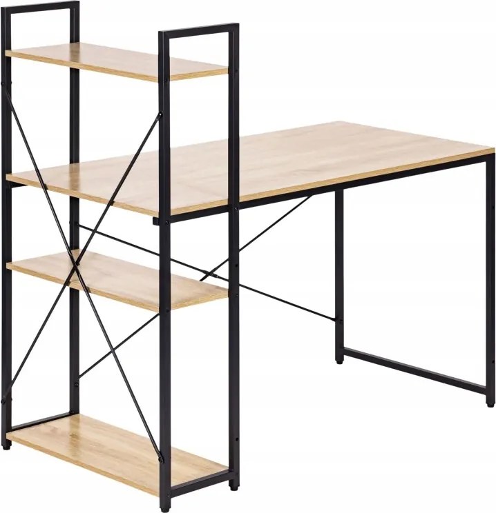 Téglalap alakú íróasztal ModernHome 120 x 60 x 120 cm fekete, tölgyfa