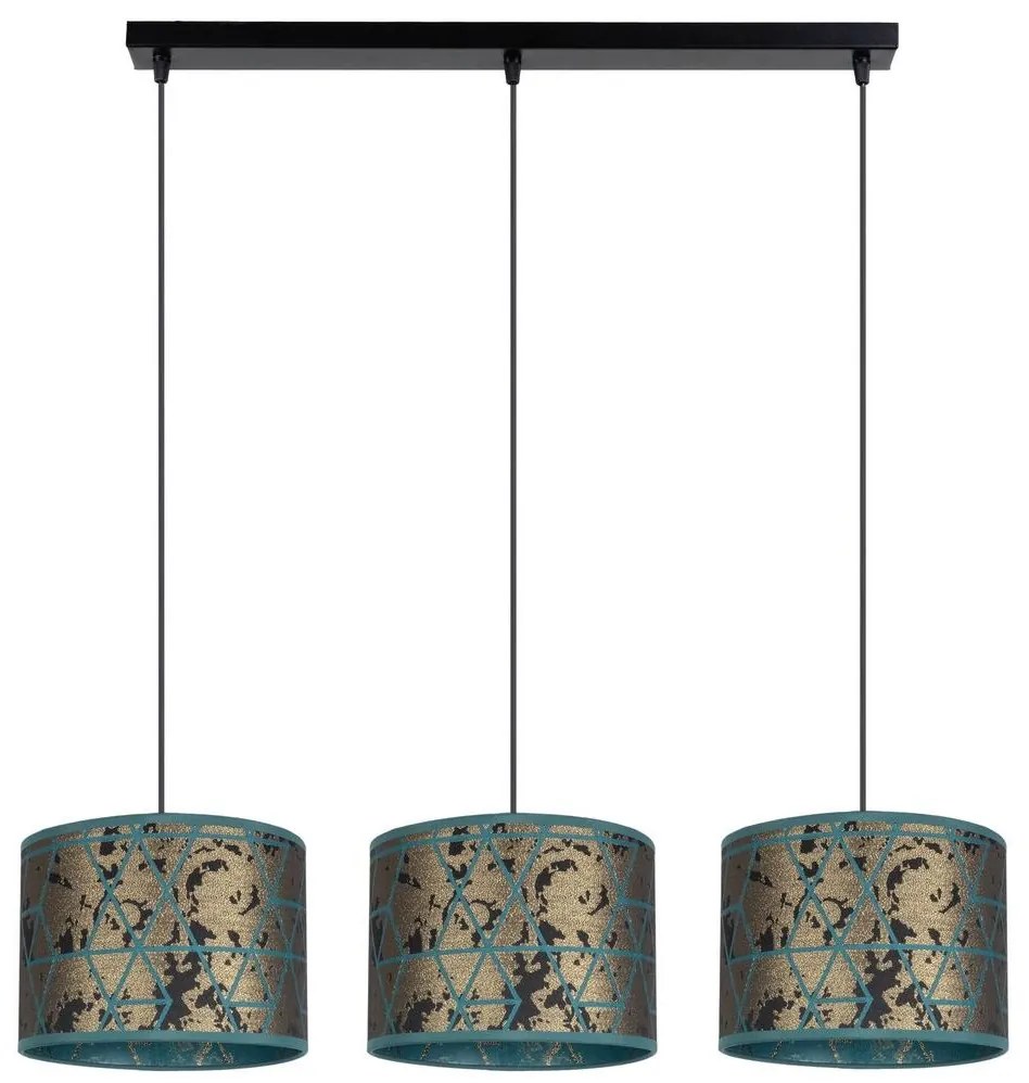 Csillár zsinóron REZO 3xE27/60W/230V arany/türkiz