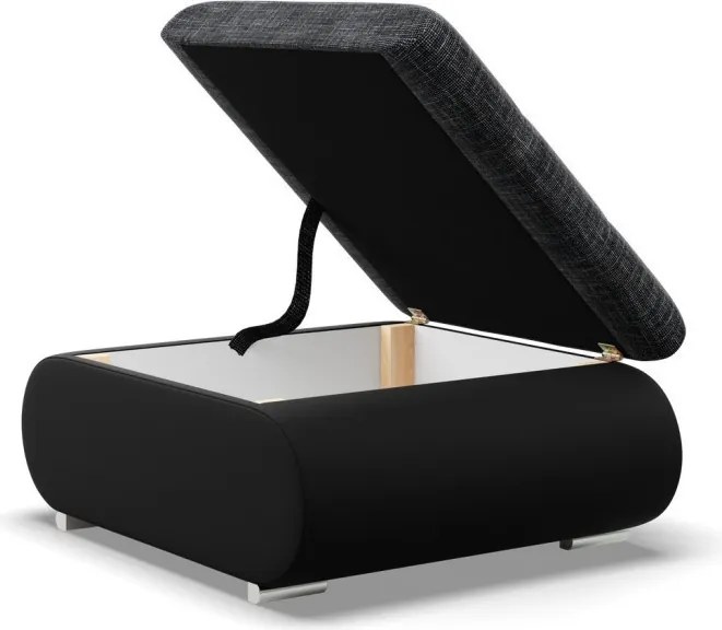 Tokio puff, fonott + műbőr, szürke - fekete