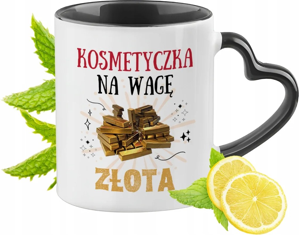 Fekete Bögre Szív Alakú Füllel Kozmetikai Ajándék