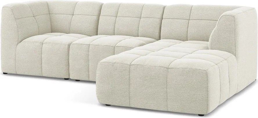 Bézs buklé sarokkanapé (jobb oldali-heverő résszel) Aloha – Makamii