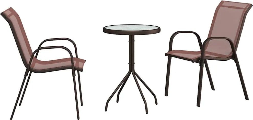 vidaXL Kert Bistro Készlet 3 pcs Barna Acél