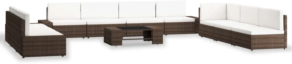 vidaXL 10 részes barna polyrattan kerti ülőgarnitúra