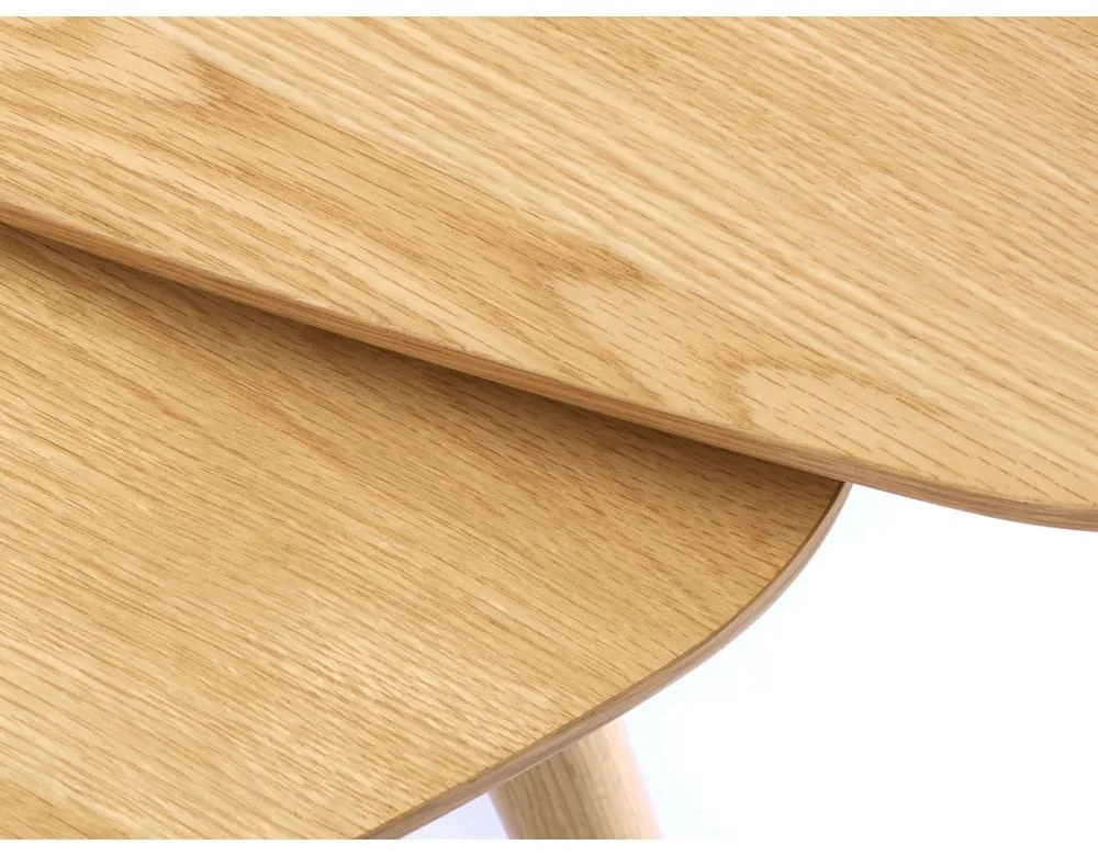 Natúr színű dohányzóasztal szett tölgyfa dekorral 2 db-os 70x100 cm Adda – Unique Furniture