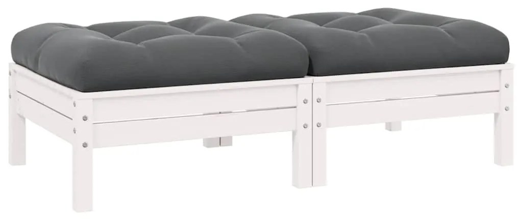 vidaXL kétszemélyes fehér tömör fenyőfa kerti kanapé párnákkal