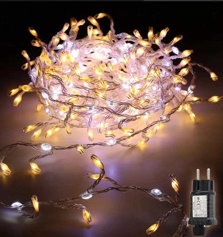 Karácsonyfa fényfüzér Lánc 5m kültéri fényfüzér 2in1 Led fehér meleg és hideg