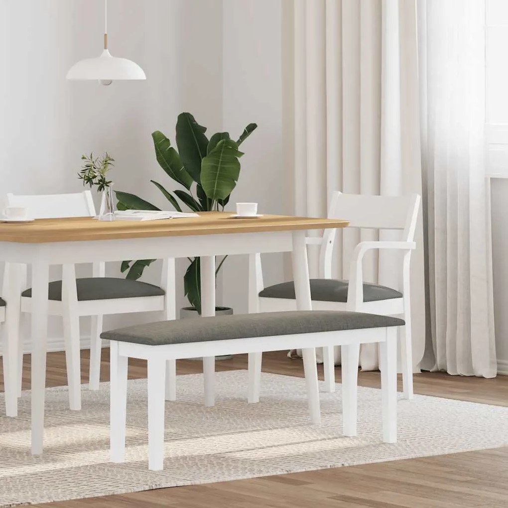 fehér tömörfa gumiból pad 110 cm