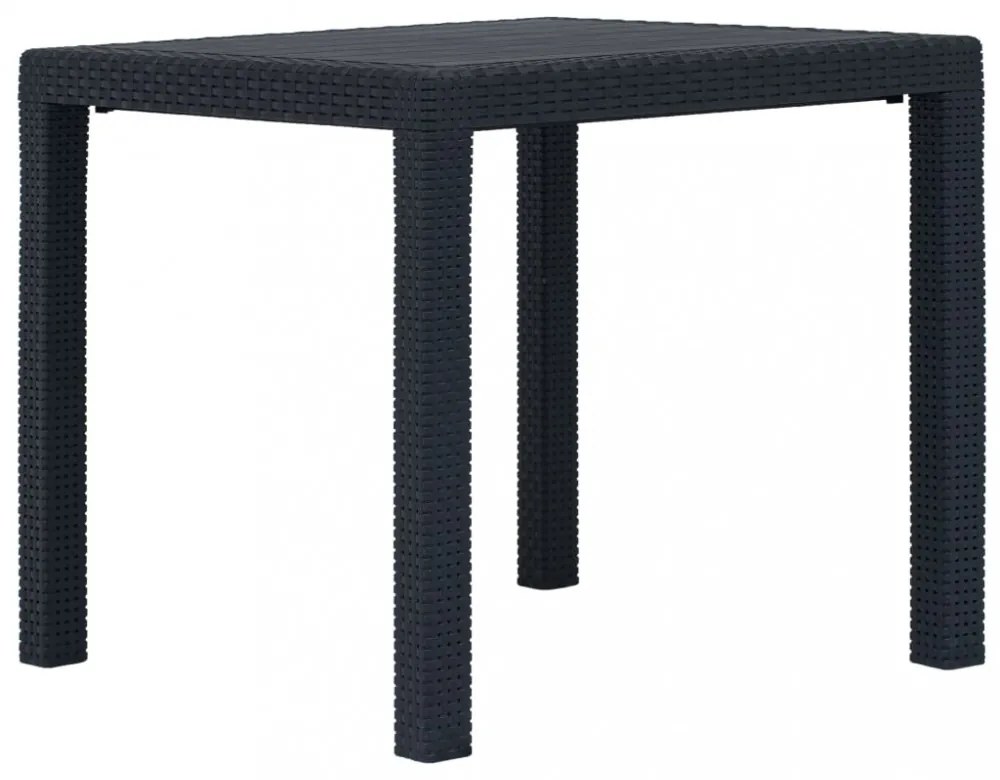 antracitszürke rattan küllemű műanyag kerti asztal 79x79x72 cm