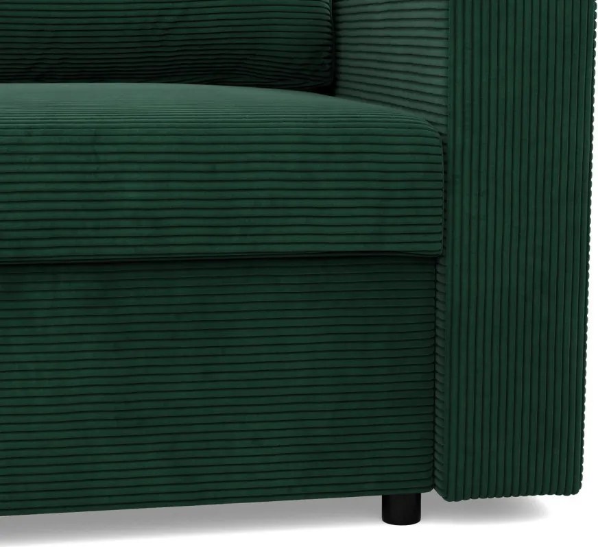 Zeus sarokkanapé, 2 ágyneműtartóval, egyenes kartámasz, kordbársony, univerzális oldal, bonell töltet, zöld