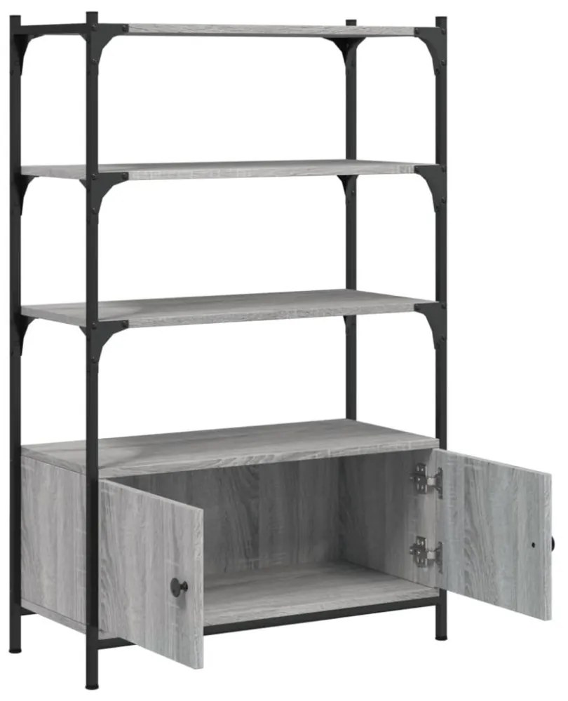 3 szintes szürke sonoma szerelt fa könyvespolc 70x30x109,5 cm