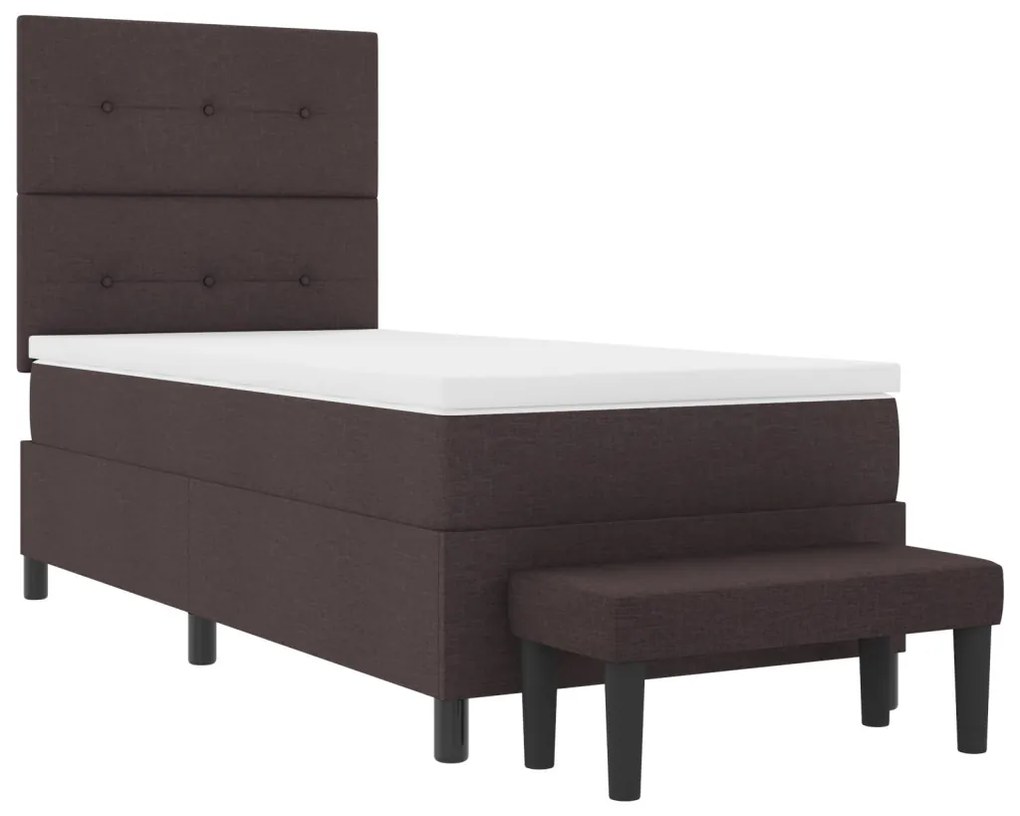 Box Spring Ágy Matraccal és Padlóval Sötétbarna 80x200 cm Szövet