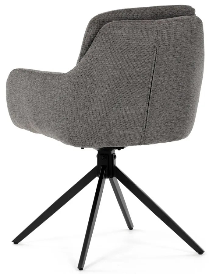 Scaun de sufragerie pivotant, mecanism rotativ la 180°, țesătură impermeabilă de culoarea trufei, structură metalică neagră