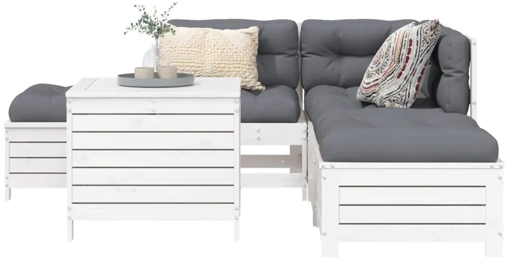 vidaXL 6 részes fehér tömör fenyőfa kerti kanapészett