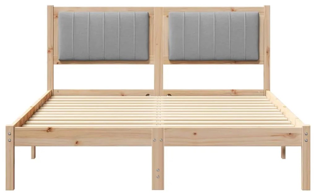 Ágykeret Kárpitozott Fejtámlával Világosszürke 140 x 200 cm