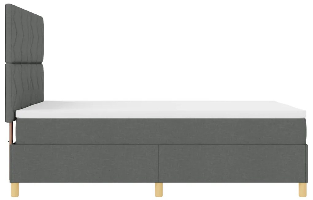 Boxrugós ágy fejtámlával Sötétszürke 160 x 200 cm szövet