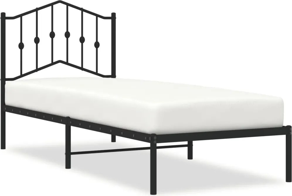vidaXL fekete fém ágykeret fejtámlával 90 x 190 cm