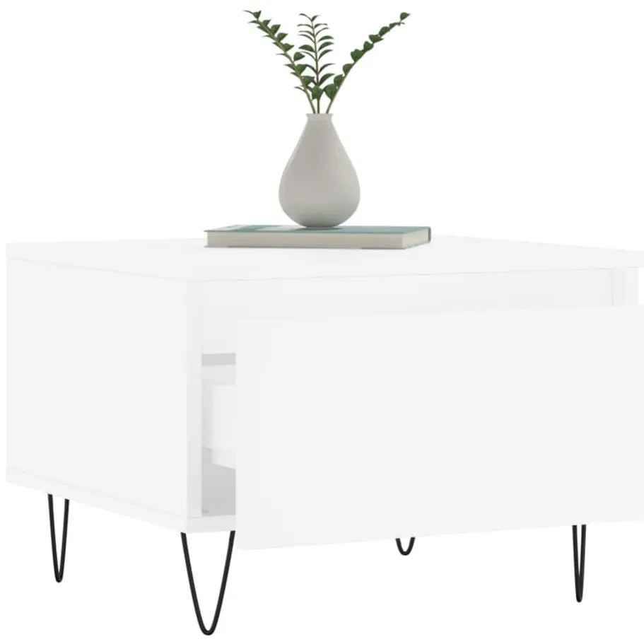 2 db fehér szerelt fa dohányzóasztal 50 x 46 x 35 cm