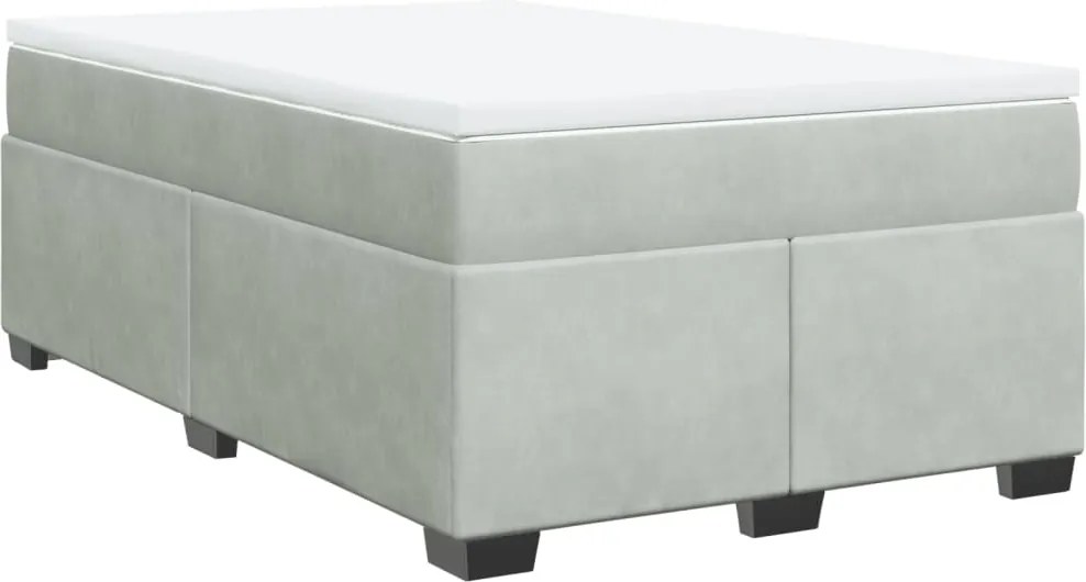 vidaXL világosszürke bársony rugós ágy matraccal 120 x 190 cm
