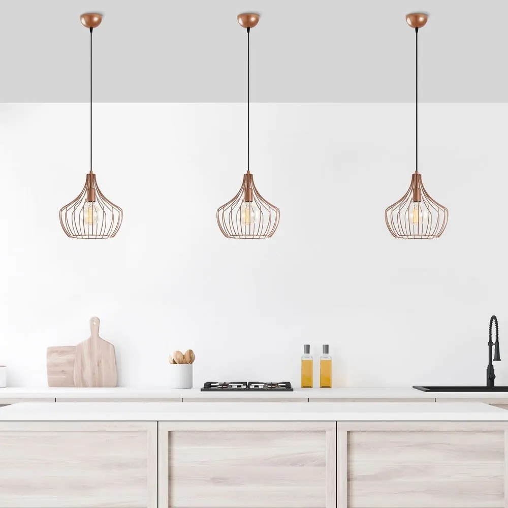 Rézszínű függőlámpa fém búrával ø 27 cm Mezopotamya – Opviq lights
