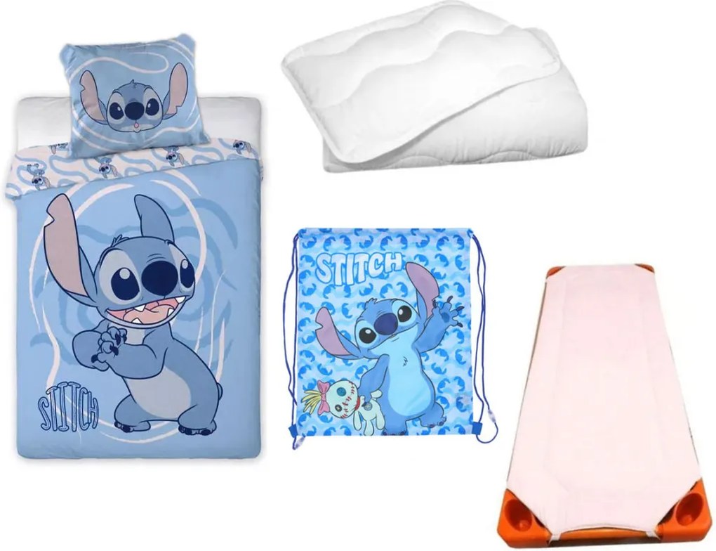 Disney Lilo és Stitch, A csillagkutya Pink Whirlwind Scrump gyerek, ovis ágyneműhuzat, derékalj, tornazsák és paplan/párna szett 100x135 cm 40x60 cm