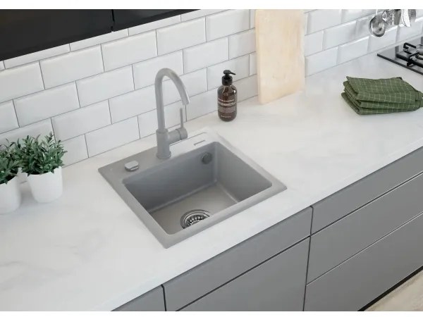 Deante ZQZ_S103 - ZORBA konyhai mosogató 44x44 cm gránit/metál szürke