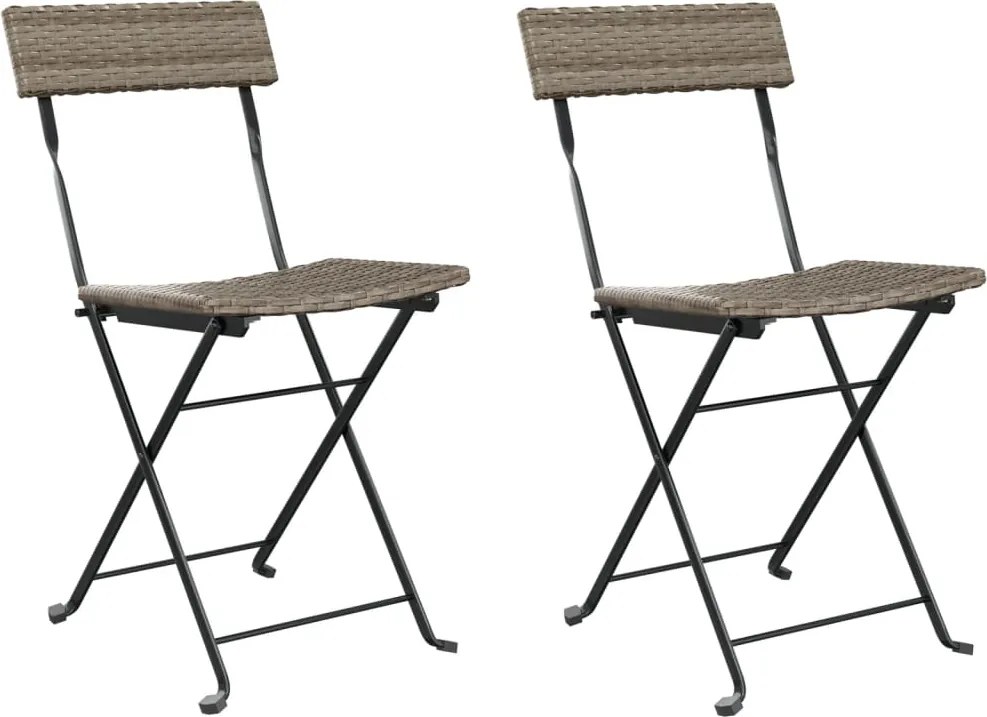 vidaXL 2 db szürke polyrattan összecsukható bisztrószék