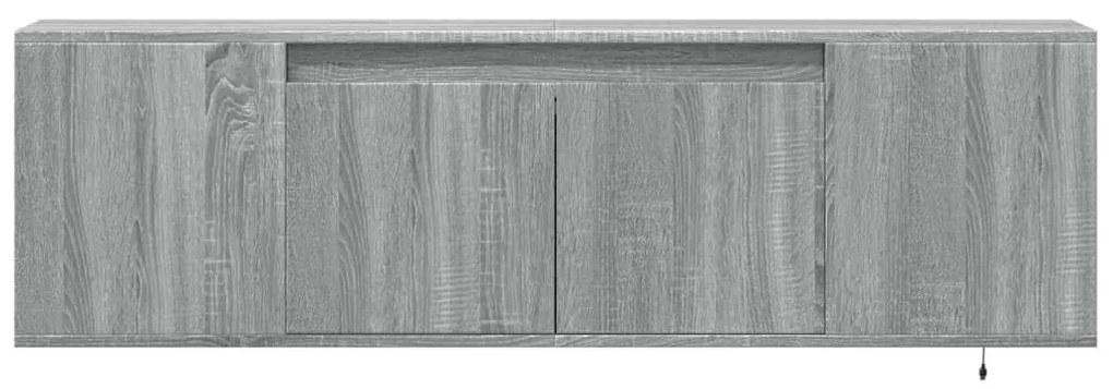 szürke sonoma színű fali TV-szekrény LED-del 135x31x39,5 cm