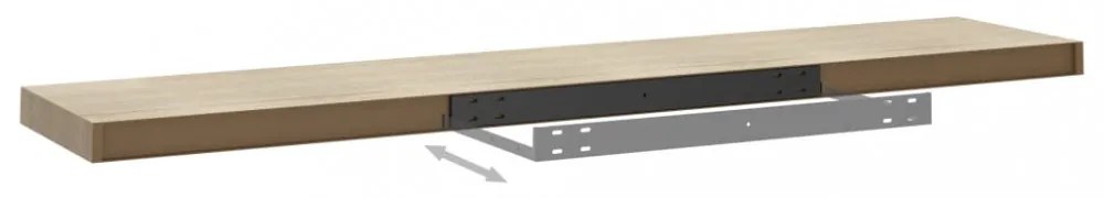 2 db tölgyszínű MDF fali polc 120 x 23,5 x 3,8 cm
