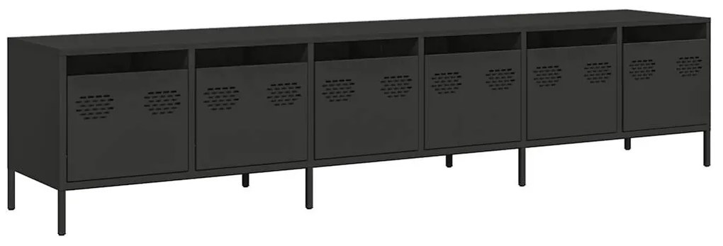 fekete hidegen hengerelt acél TV-szekrény 202 x 39 x 43,5 cm