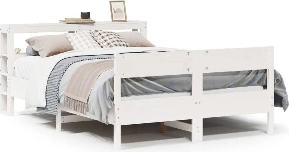 vidaXL fehér tömör fenyőfa ágy matrac nélkül 160 x 200 cm