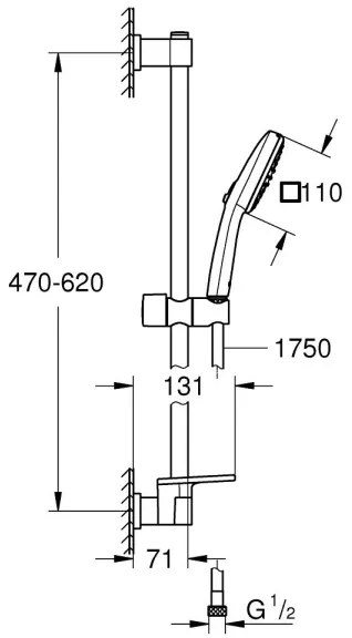 GROHE 26929001 - VITALIO COMFORT 110 zuhanyszett, 600 mm, fényes króm