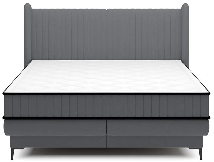 Kontinentális franciaágy 180 cm Dalmo 180 (ágyráccsal) (tárolóhellyel) (világos szürkés fekete + fekete). Akció -15%. 1099684