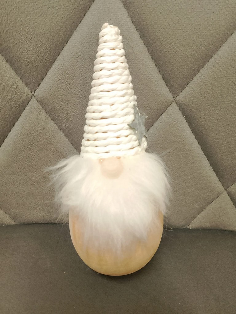 Karácsonyi fa manó figura fából ajándék fehér karácsonyi dekoráció