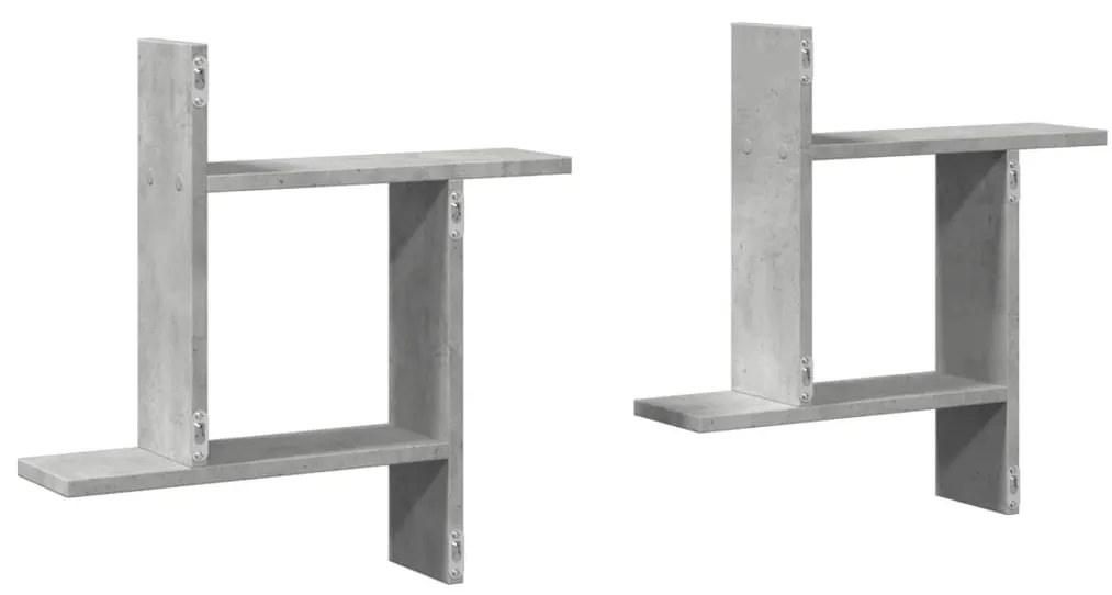 2 db betonszürke szerelt fa fali polc 50 x 12 x 50 cm