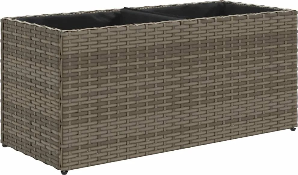 vidaXL szürke polyrattan kerti ültetőláda 2 cseréppel 72x30x32 cm