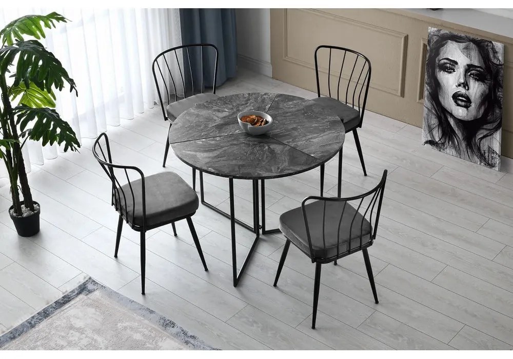 Antracitszürke fém étkezőszék szett 2 db-os Yildiz – Kalune Design