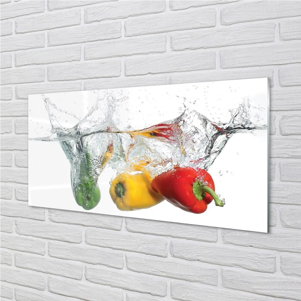 Üvegképek Színes paprika vízben 120x60cm