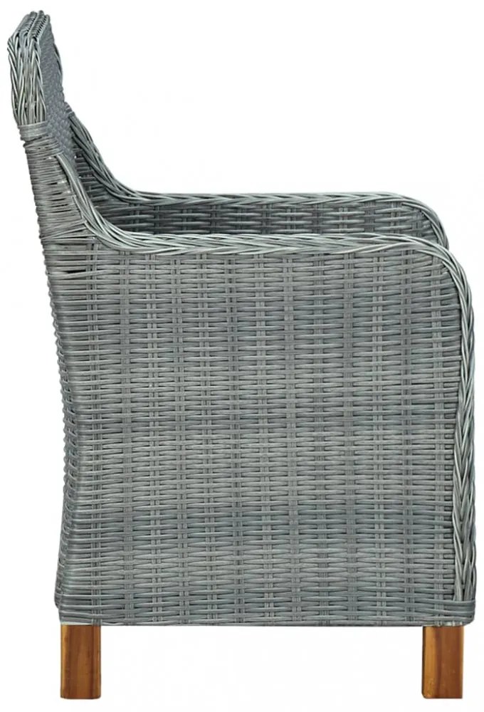 2 db világosszürke polyrattan kerti szék párnával