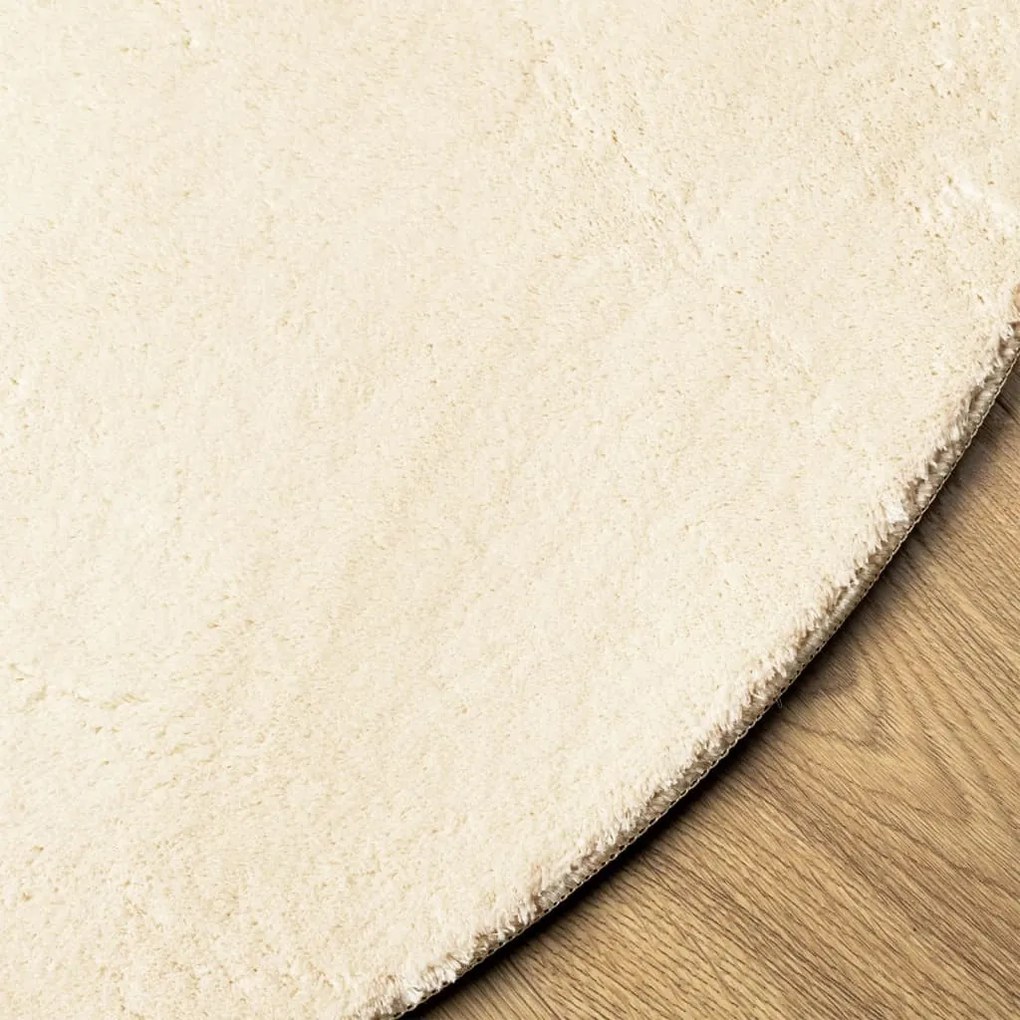 HUARTE krémszínű rövid szálú puha és mosható szőnyeg Ø 80 cm