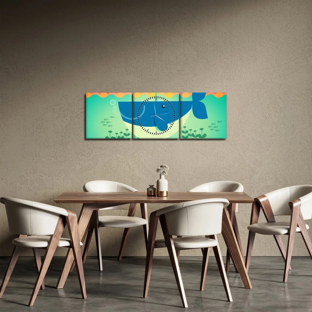 Kép - boldog bálna (órával) (90x30 cm)