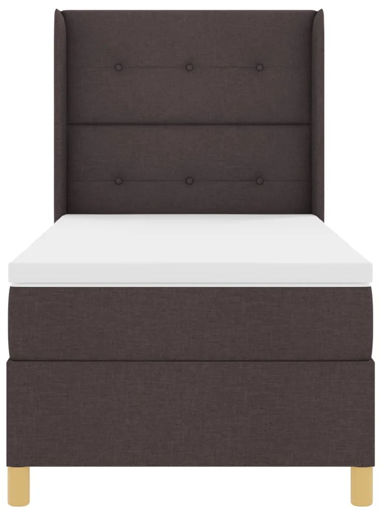 Felnyitható Boxspring Ágy Matracra & LED Fekete Barna 80x200 cm Szövet