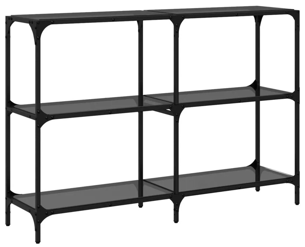 acél tálalóasztal fekete üveglappal 118,5 x 30 x 81 cm