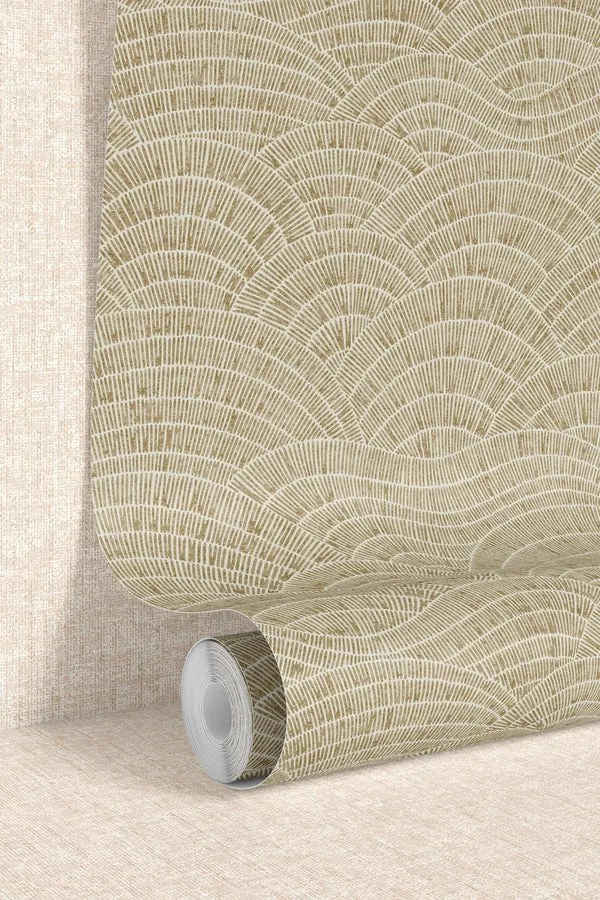 Esselle Home Elemental Dalty bézs hullámos texturált vlies tapéta – 100627EH