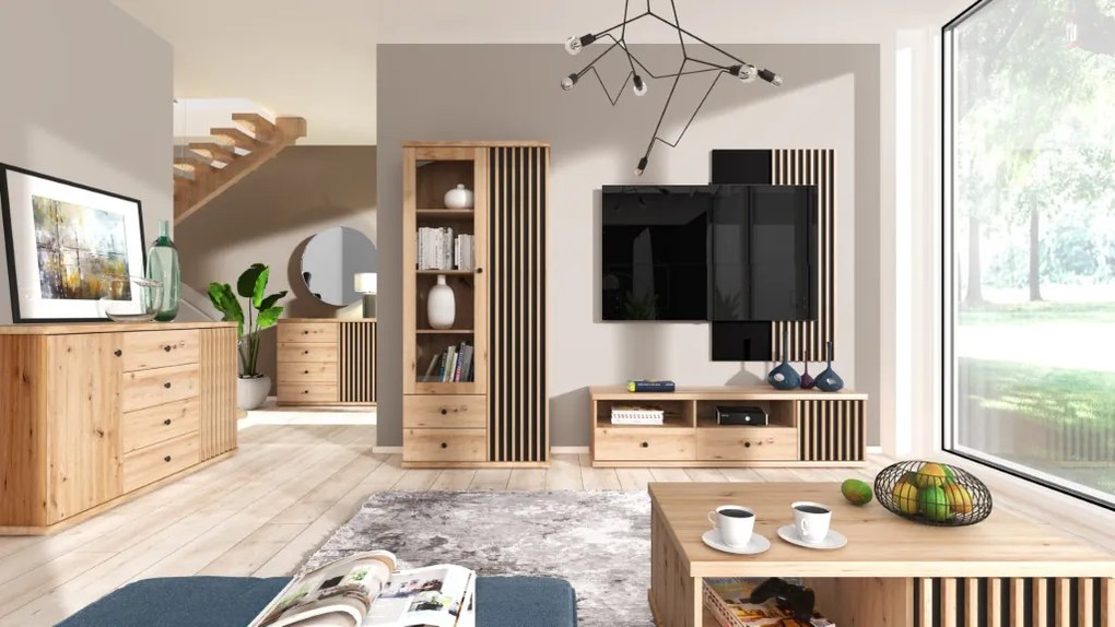 TV-szekrény 124 cm, artisan tölgy MODERNO C-7