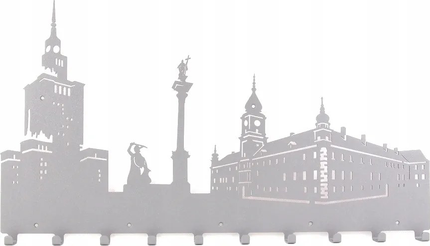 Fali ruhaakasztó kabát kulcsok 10 akasztóval Varsó grafikával