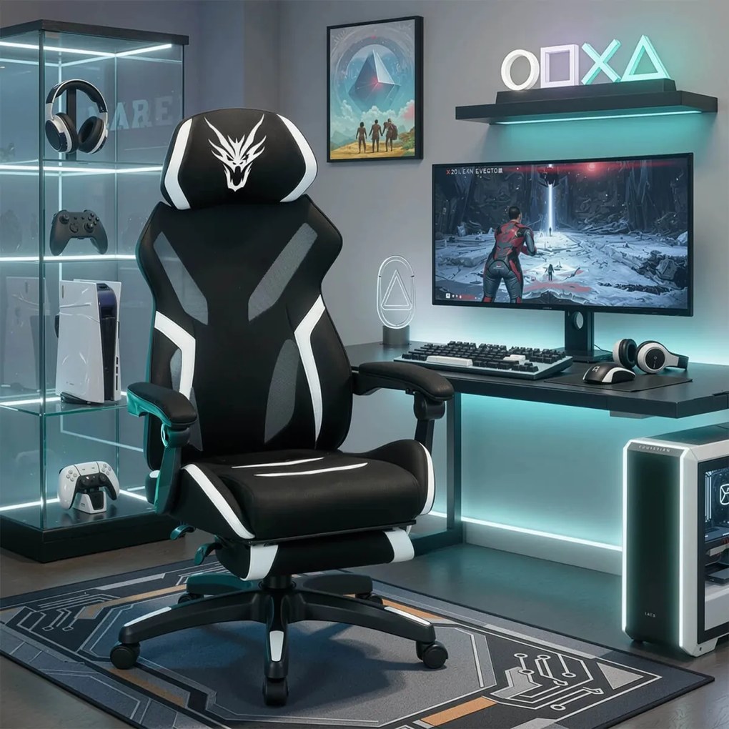 Gaming forgószék fekete/fehér színben MAXIMO