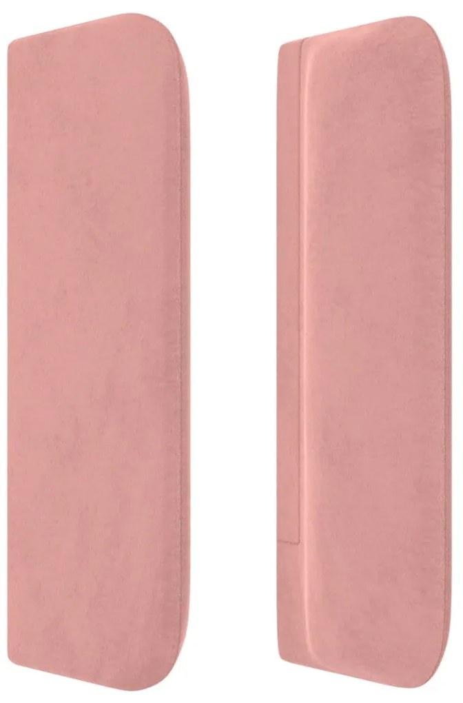 rózsaszín bársony szárnyas fejtámla 183x16x78/88 cm