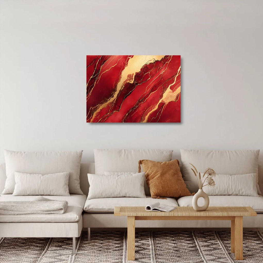 Üveg kép - Vörös-arany márvány (70x50 cm)