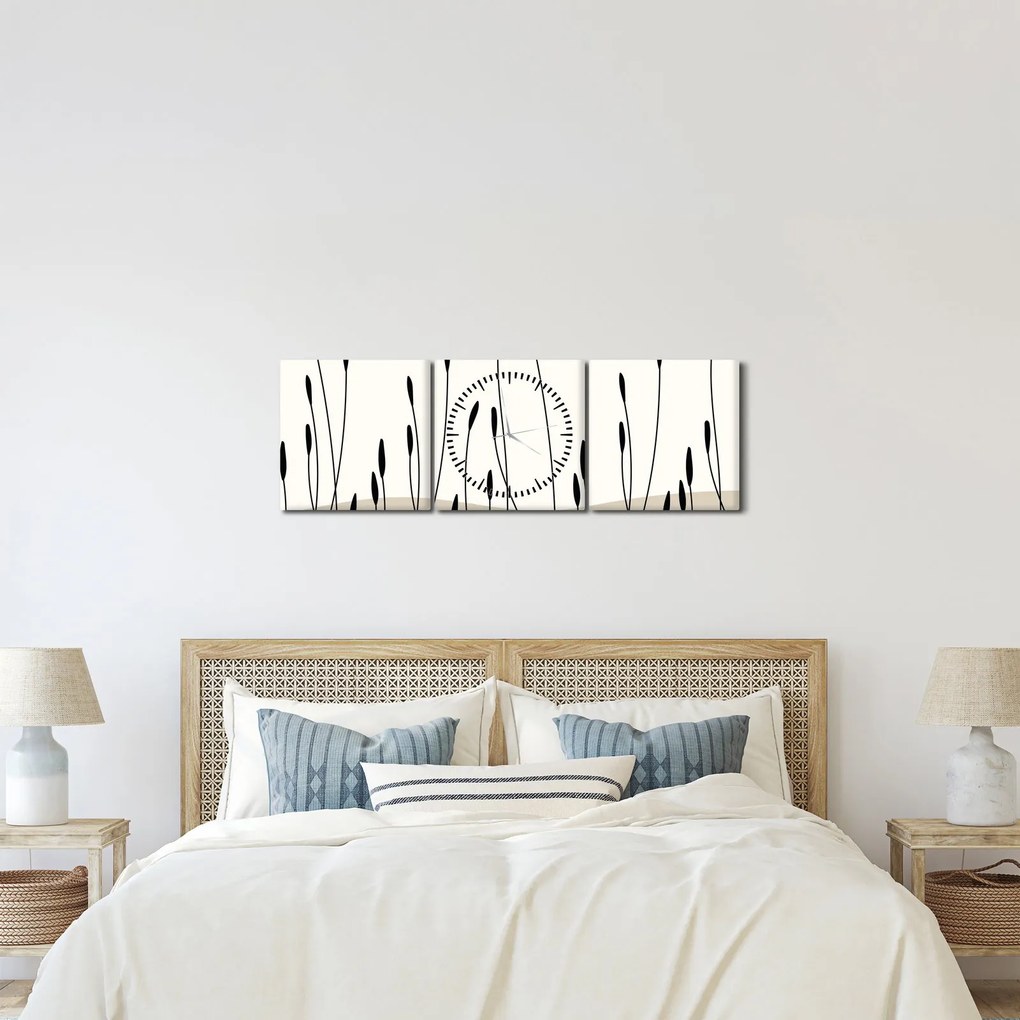 Kép - Grafikus rét N⁰3 (órával) (90x30 cm)