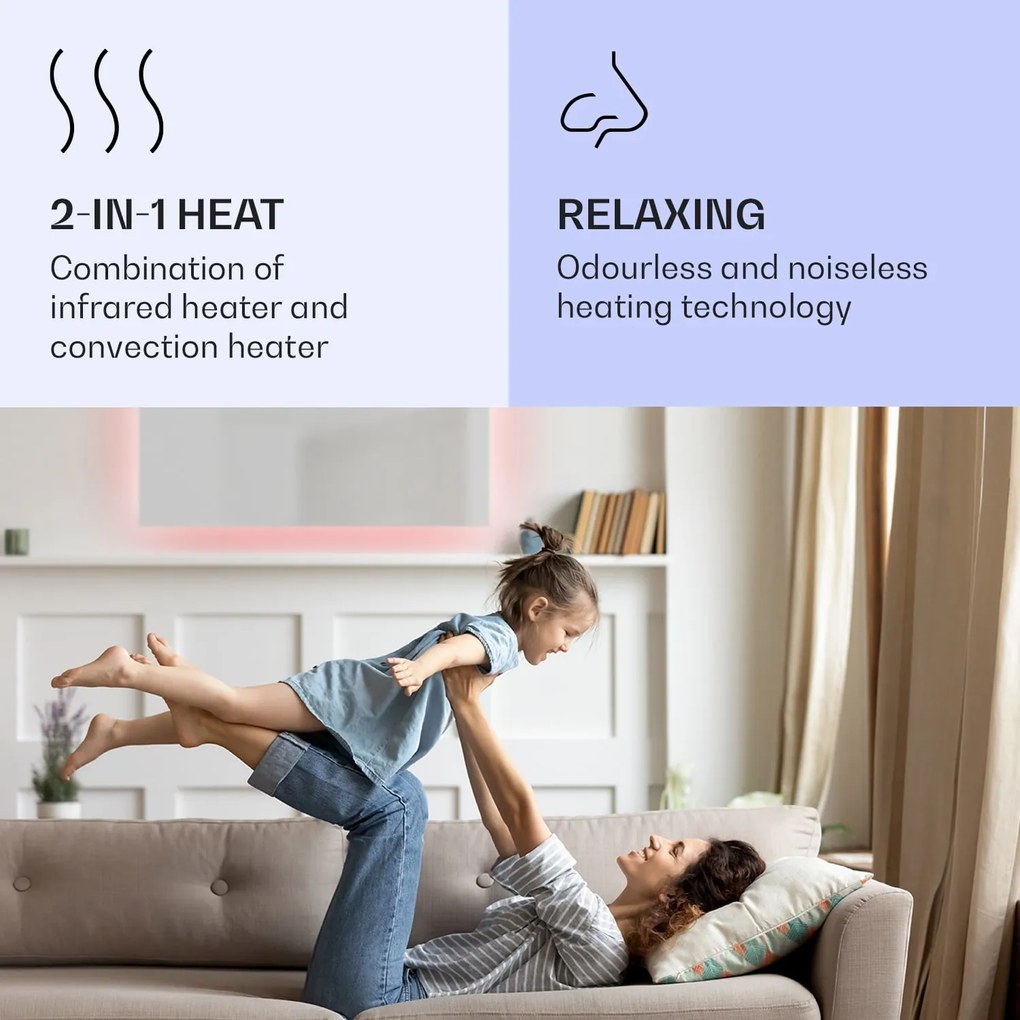 Klarstein Mojave 1000 smart, infravörös hősugárzó 2 az 1-ben, konvektor, 120 x 60 cm, 1000 W, RGB világítás